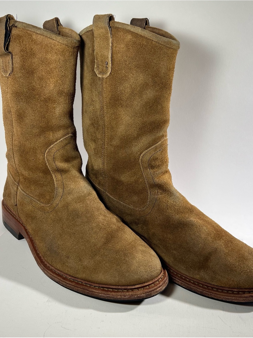 Allen Edmonds Dallas Roper Boots Burnt Sugar Suede Leather USA Mens 10.5 10 1/2